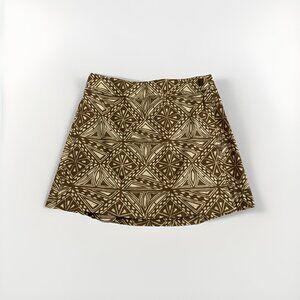 RipSkirt Womens Skirt Brown XS Hawaii Floral Geo Print A-Line Mini‎ Wrap